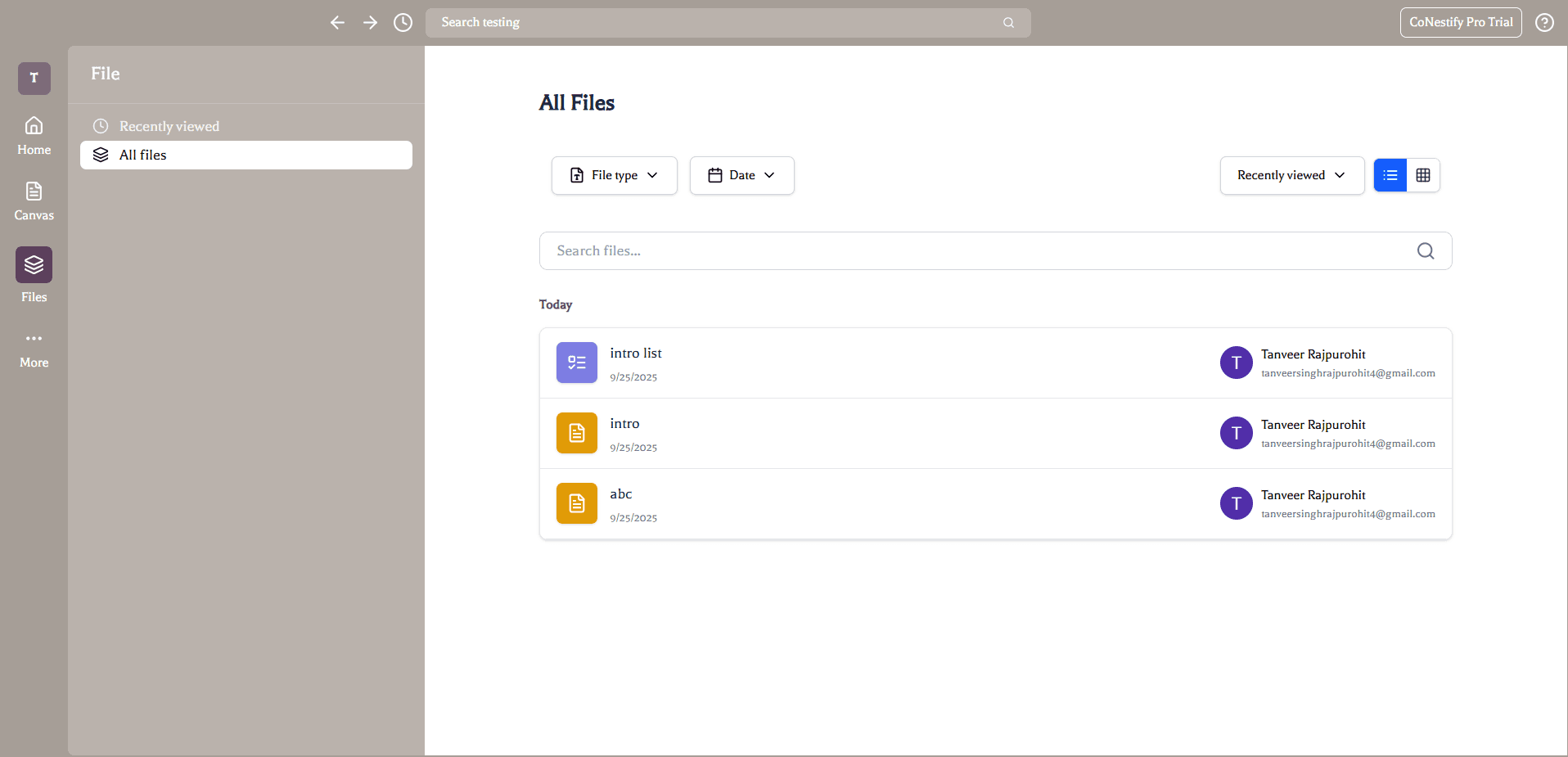 Shared workspace files